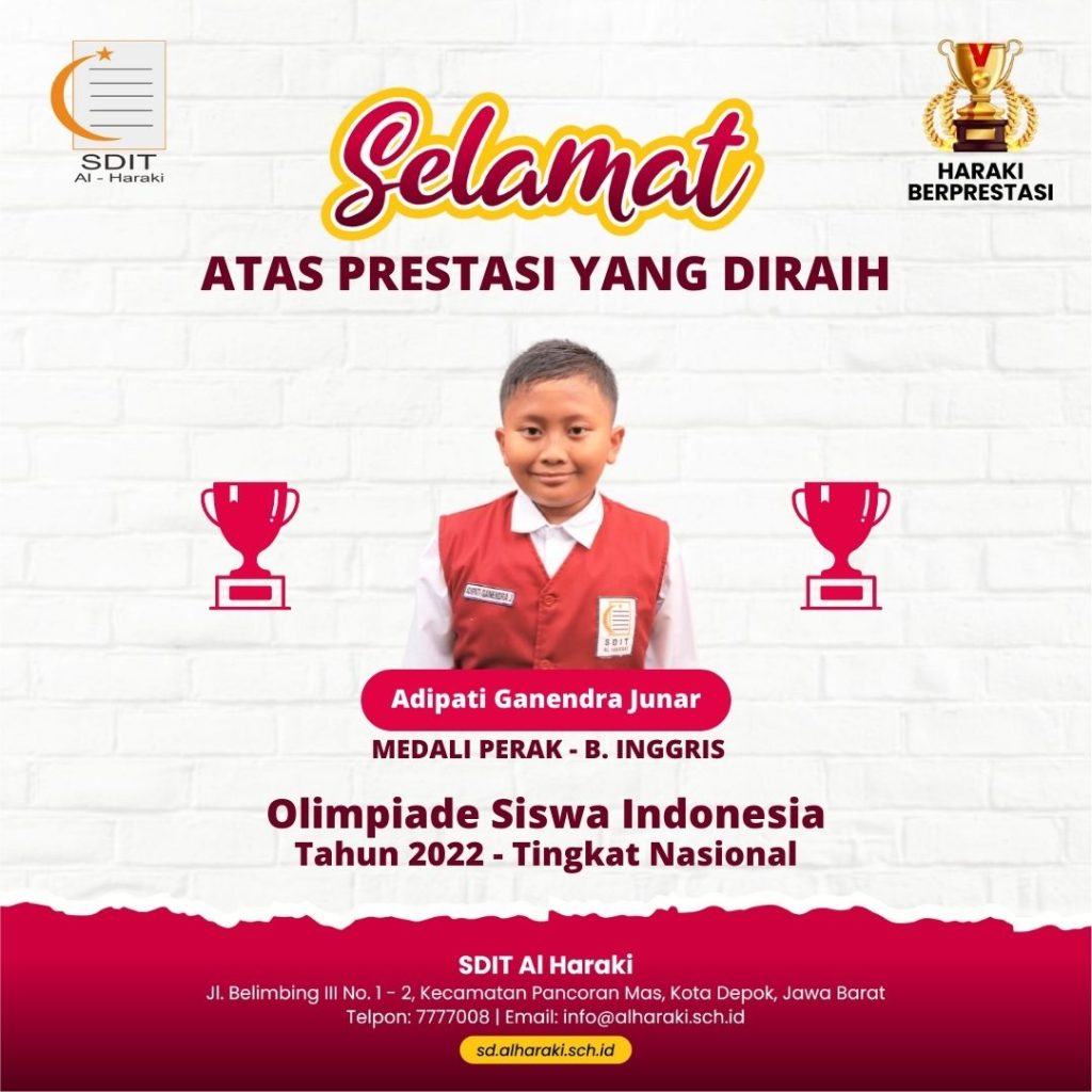 Adipati Ganendra Junar Meraih Medali Perak – Bahasa Inggris dalam Olimpiade Siswa Indonesia